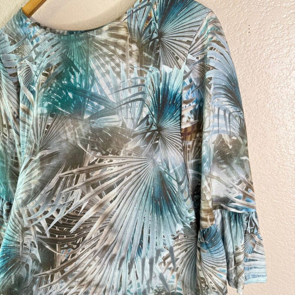 Bryn Walker Fran Top Shirt Medium Boho 100% Linen Lagenlook Beachy Coastal Palm - Picture 8 of 13